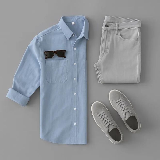 衬衫+休闲裤”穿搭更合适成熟不失气质AG旗舰厅中国区男人过了40岁“长袖(图2)